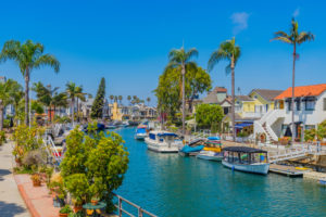 Naples beach houses on canal in Long Beach, California