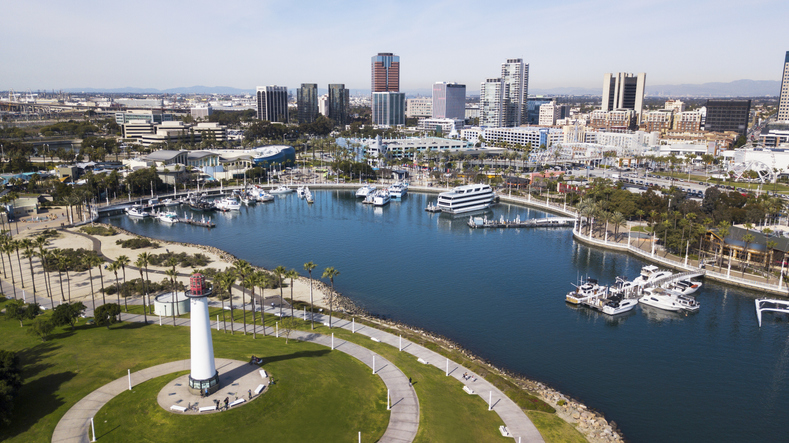 View of Long Beach, California, USA.
